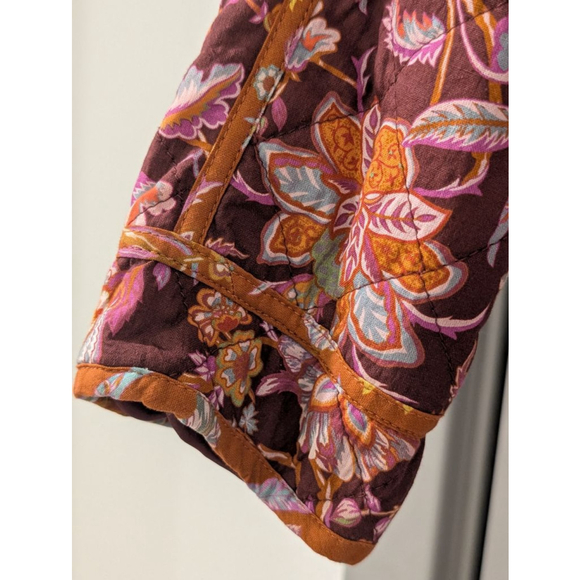 Women's 7 For All Mankind S Burgundy Floral Quilted Puffer Jacket - Picture 9 of 13